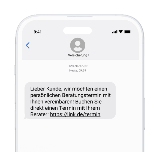 SMS Messaging Versicherung Beratungstermin